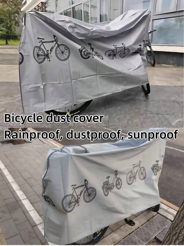 1pc/2pcs Motorcycle And Bicycle Cover, Scooter Cover, Vehicle Cover, Sunshade, Mountain Bicycle Cover, Waterproof, Dustproof, Sunscreen, Scratch-Resistant. Prevent Your Beloved Vehicle From Sunburn And Getting Soiled By Bird Droppings. Protect It From Rain Erosion. Protect Your Vehicle.
