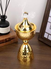 1Pc/Set Simple And Elegant Wrought Iron Incense Burner. Bakhoor Burner,With Lid, Aromatherapy Burner, Decoration, Incense Holder, Home Decor