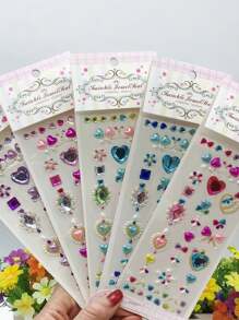 1 Stück zufällige Farbe Kristall Acryl Diamant Aufkleber für Mädchen, DIY handgefertigte dekorative Pentagramm und Pfauenform Juwel Aufkleber