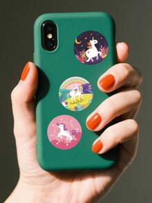 500 piezas Pegatinas de graffiti de unicornio de dibujos animados, 1 pulgada redonda 8 patrones, recompensa de maestro, aliento, scrapbooking, estuche de teléfono, taza DIY Decoración, pegatina impermeable de PVC - Unicornio de dibujos animados - Ver 5