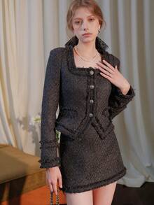 Gonna corta casual e morbida da donna, adatta per l'autunno/inverno - Grigio - Visualizzare 2