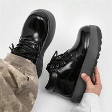 New Stylish Men's High-Top Lace-Up Waterproof Snow Boots, Niche American Streetwear Style, Personalized, High Platform, Lightweight, Premium Feel, Chunky Sole