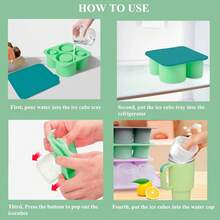 Tumbler Ice Mold Set - Silicone Ice Tray With Lid, Suitable For Frozen Drinks, Juice, Whiskey, Cocktails, And Coffee, Compatible With 20-40 Oz Glass And  Tumblers, Practical Ice Mold,7798482 - 綠色 - 查看 7