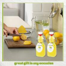 20 Sets Mini Lemon Swing Top Glass Bottle With Tags And Twine Small Swing Top Glass Jars For Limoncello Homemade Vanilla Extract Wedding Themed Party Favors(4oz,One Lemon),7695508