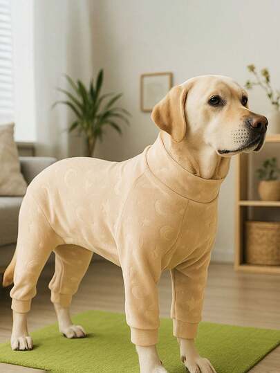 Pijama cómodo con estampado de huellas de perro para razas medianas y grandes - Traje suave y cálido de recuperación con ajuste elástico para Labrador, Rottweiler, Beagle