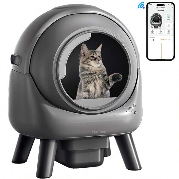 CATCOOL Selbstreinigende Katzentoilette xxl 70+12L Automatische Katzentoilette Katzen Roboter Geruchsfrei App-Steuerung