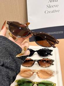 3/4/5pcs Women Cheetah Print Oval Plastic Small Frame Classic Spicy All-Match Hot Girl Style Fashion Glasses For Tropical Beach Vacay Bachelorette Party Partywear Outdoor Travel Accessories