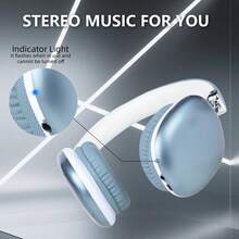 Gerripuer 360°环绕声无线耳机，5.3智能芯片，高保真音频，双连接，抗干扰，长电池寿命，时尚设计 - 藍色 - 查看 9