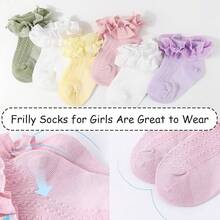 Halloween EssentialsGirls Ruffle Socks Cute Knit Cotton Frilly Lace Newborn Infant Toddler Dress Socks Girls Boys - Blue - View 6