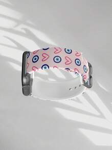1 pieza Brazalete de repuesto suave, elástico y transpirable con diseño de ojo en forma de corazón compatible con relojes inteligentes , Garmin, Honor, Apple Watch 38mm/40mm/41mm/42mm/44mm/45mm/49mm. Correa de silicona casual y de moda de varios colores compatible con Apple Watch Ultra Series, SE/10/9/8/7/6/5/4/3/2/1, 1 pieza Brazalete de repuesto suave, elástico y transpirable con estampado floral colorido compatible con Apple Watch
