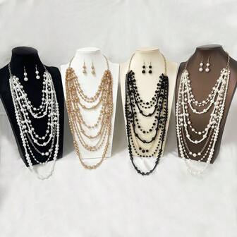 Boho-Chic Multi-Layer Faux Pearl Long Sweater Necklace - Perfect For Everyday & Party Wear Boho Jewelry For Women Boho Necklaces For Women