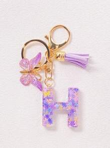Alphabet Initial Letter Keychain Cute Butterfly Key Chain Ring Purse Bag Backpack Charm Earbud Case Cover Accessories Women Girls Gift Car Accessories Goth Y2k