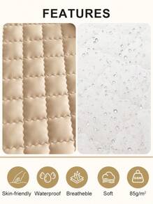 1pc Fitted Sheet, Bedding, Mattress Cover, Bed Cover, Soft And Comfortable Bedding For Bedroom, Room Decor, Bedspread For Bedroom, Skin-Friendly Fitted Sheet, Full Coverage, Solid Color Mattress Protector, Curved Grid Design, Fits Twin, Full, King, Queen All Sizes, Home Textile, Father's Day Bedding, Bedding Gifts, Machine Washable