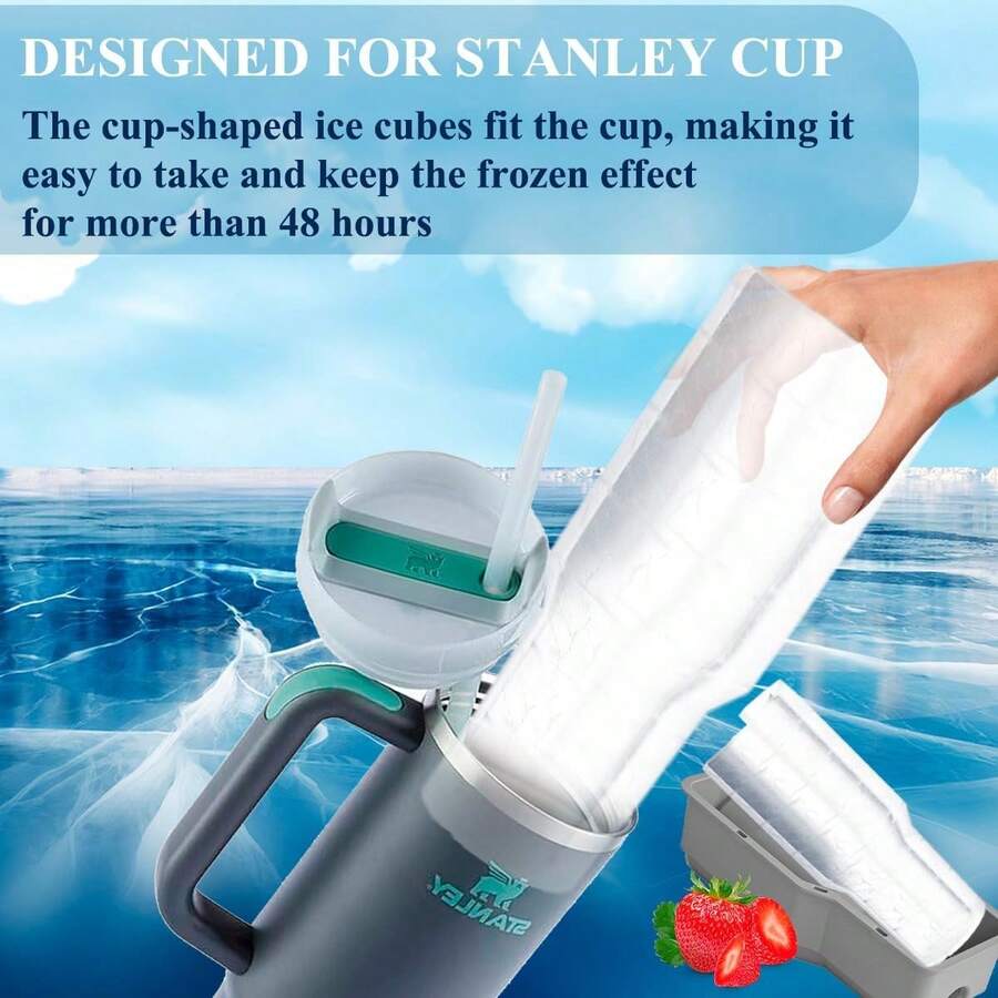 Tumbler Ice Mold - Silicone Ice Tray With Lid, Suitable For Frozen Drinks, Juice, Whiskey, Cocktails, And Coffee, Compatible With 30-40 Oz Glass And  Tumblers, Practical Ice Mold,7798484 - 香檳色 - 查看 1