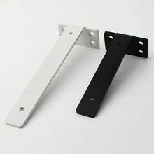 1 Juego de Soportes de Estantes de Hierro Fundido de Alta Resistencia Soportes de Estantes Flotantes Soportes en L Invisibles de 4MM de Grosor para Soporte de Estantes - 8 pulgadas blancas - Ver 5