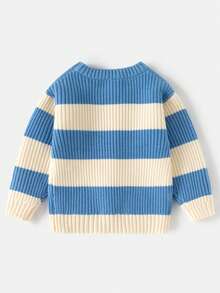Young Boy Thick Striped Sweater, New Autumn/Winter Kids Warm Knitted Pullover