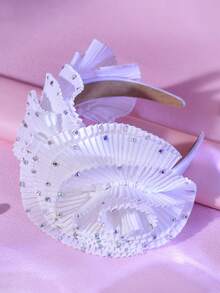 1 件夸张玫瑰头带，带有优雅波浪蕾丝和宽发饰，适合节日派对舞蹈表演装扮和配饰，发带，发箍，秋季 - 彩色 - 查看 10