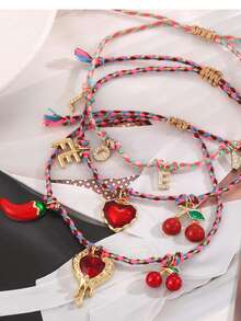 1 chiếc vòng tay trái tim nơ anh đào vàng thủ công, vòng tay xích lớn, trang sức xuân/hè - Nhiều màu - Xem 2