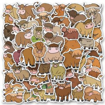 50Pcs Highland Cattle Stickers Aesthetics Stickers Decals Scrapbook, Journaling, Laptop, Bumper, Skateboard, Water Bottles, Computer, Phone, Cartoon, Hard Hat, Car Stickers