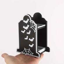 1 pieza Soporte para cepillo de dientes con diseño de murciélago estilo gótico - Plástico duradero, organizador independiente para brochas de maquillaje y pasta de dientes para el tocador del baño, regalo ideal para fiestas y organizador de baño inspirado en Halloween