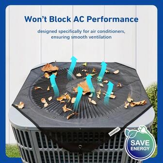 1pc 28" X 28" Durable Outdoor Central Air Conditioner Cover - Protective Mesh Design With Safety Installation Hooks, Black Frame, AC Safety Cover | Sturdy Mesh Construction