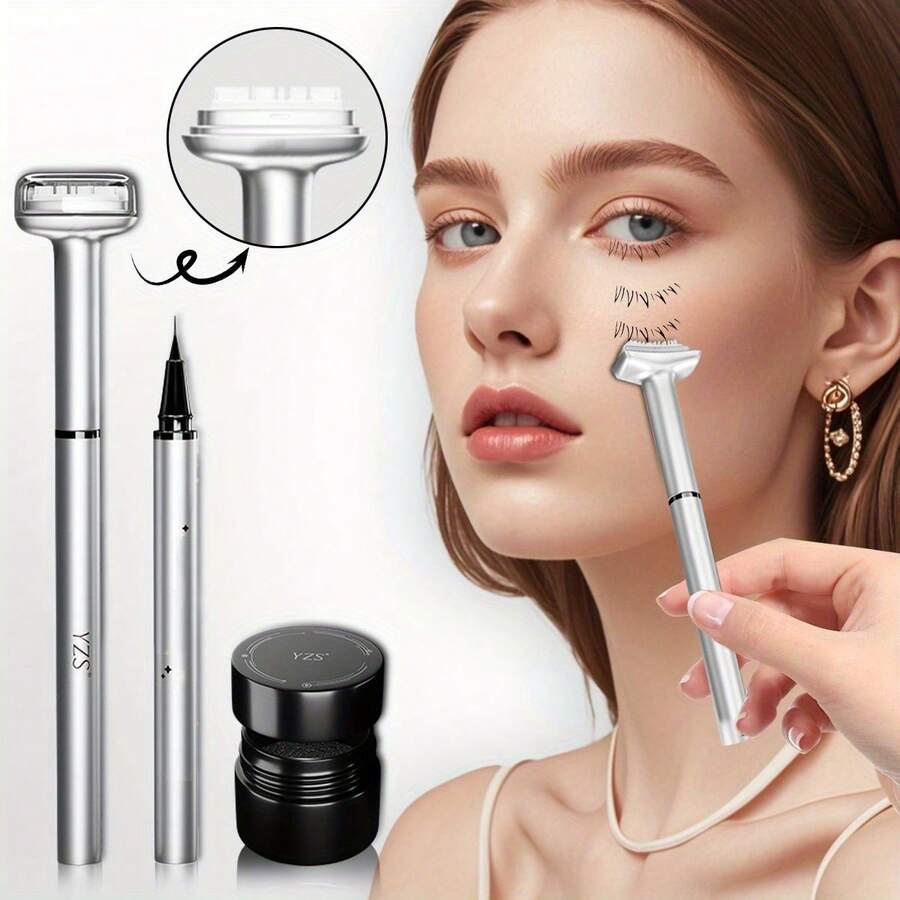 2 Colors Double Ended Lower Eyelash Stamp, Waterproof And Smudge-Proof Formula For Long-Lasting Wear, Natural Makeup Effect That Enhances Eye Charm, Natural Define And Lengthen Makeup Tool,Long-Lasting And Gentle Formula For All Skin Types - Nhiều màu - Xem 1