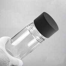Pack de 24 bouteilles de jus en plastique PET transparent de 10 oz avec couvercles noirs. Bouteilles de smoothie en plastique idéales pour le jus, le lait et les boissons maison