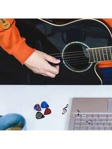 6 件装吉他拨片，0.5 毫米多色赛璐珞拨片，适用于贝斯、电声吉他、尤克里里，颜色随机，节日礼物