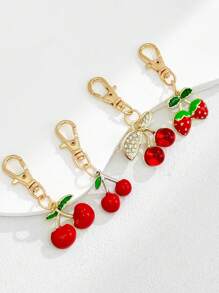 1 pieza/4 piezas Llavero/colgante con gota de aceite de cereza y fresa | Accesorio con forma de fruta adorable para bolso/teléfono, un pequeño regalo encantador para amigos y seres queridos, esencial para accesorios de coche de chicas góticas y Y2K