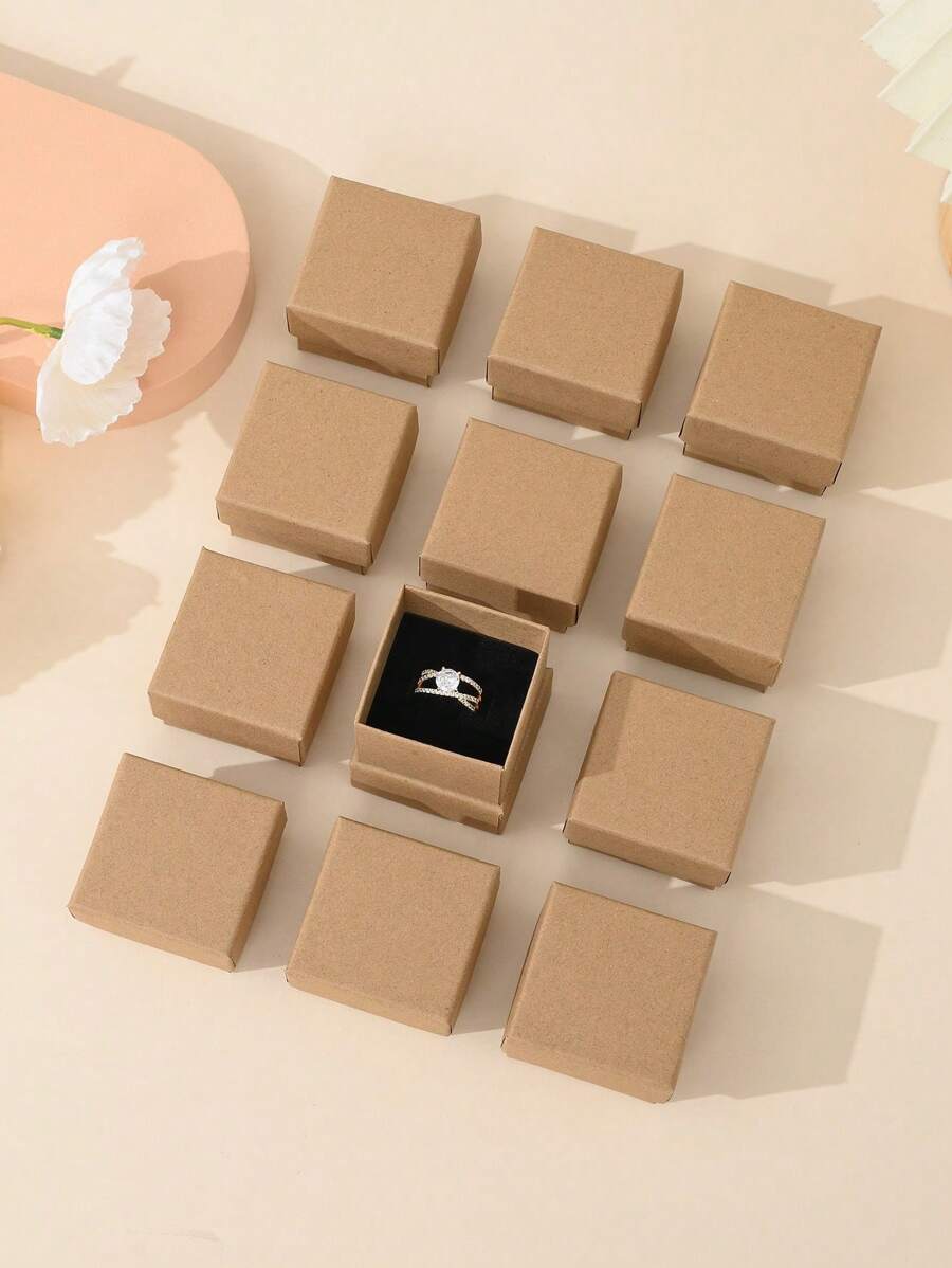 12pcs Jewelry Gift Box Set For Necklace Earrings Rings Bracelet, Paper Box With Ribbon, Wedding Decor, Small Business Supplies, Packaging Box, Wedding, Valentine's Day For Women Storage Organizer Travel Essentials Back To School Dormitory Storage Fall Decor