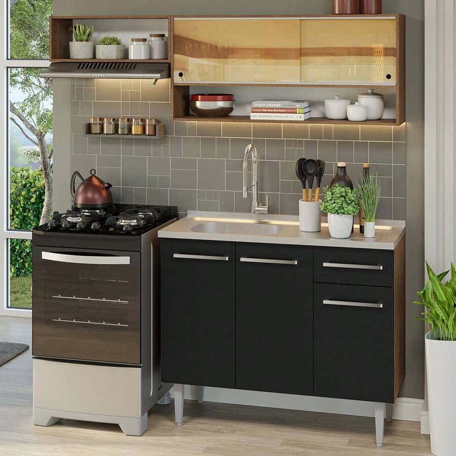MADESA Baker's Racks - Brown and Black - View 1