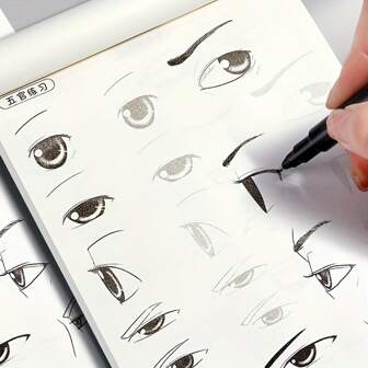 1 pieza Cuaderno de bocetos amigable para principiantes, con fáciles líneas de dibujo a mano, con personajes de anime, que brinda oportunidades para practicar técnicas de bocetado y mezcla de colores, perfecto para artistas y fanáticos. Los colores de la portada del libro se envían al azar.