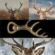 1pc Gold Deer Antler Bottle Opener, Creative Bottle Opener With Deer Antler Design, Suitable For Household Gatherings, Bars And Restaurants - Multicolor - View 6