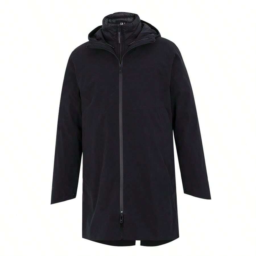 Under Armour 男士棉质 UA STRM CGI 羽绒三合一外套,运动休闲棉质羽绒保暖舒适外套(85% 羽绒含量),1364891-001 - 黑色/灰色 - 查看 1
