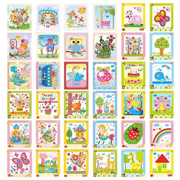 Set de 5 piezas Kit de artes y manualidades de botones DIY, Marco de pintura de botones de plástico, regalo de entretenimiento educativo, arte de botones hecho a mano, adecuado para principiantes, para el desarrollo de hobby creativo
