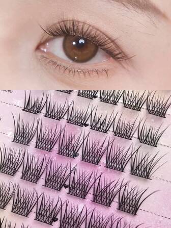 54pcs Natural Looking Segmented Faux Pearl False Eyelashes, No Makeup Look Sweetheart Girl