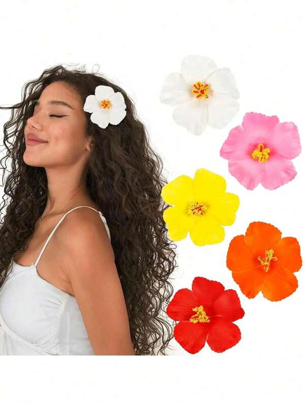 8 stuks Hawaiiaanse bloemenhaarspeldjes voor vrouwen, haarspeldjes met kunstmatige bloemen, haarspeldjes met plumeria en hibiscus voor een strandfeestje, haaraccessoires met tropische bloemen voor meisjes als cadeau voor de feestdagen, kattenoren, klauwspeldjes, haarklemmen, haarspeldjes, haarspeldjes