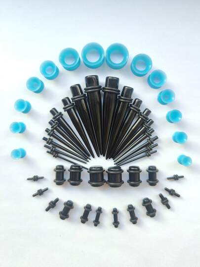 25pcs/Set Exotic Fashion Minimalist Ear Gauges Expanders Kit, Size 14g-00g Taper Plugs, Packed In One OPP Bag