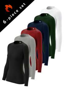 6 件套女士健身瑜伽上衣，弹力紧身运动服，适合跑步、慢跑、秋冬