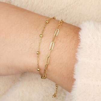 1 pièce Bracelet élégant et minimaliste à double couche, convenant pour un port quotidien ou en vacances, cadeau de la Saint-Valentin pour femme