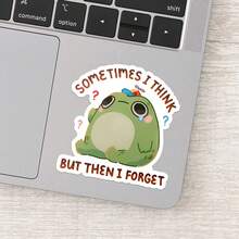 1 件有时我想但后来我忘了贴纸 - 有趣的青蛙蟾蜍贴花与可爱的动物设计 | Gen Z Meme 防水乙烯基贴纸，适用于礼物、笔记本电脑和学校用品 - 彩色 - 查看 5