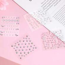 4张水钻临时纹身脸部闪光石自粘DIY眉毛和眼睛贴纸用于额头和脸部粘性贴纸水钻贴纸适用于万圣节狂欢派对 - 1 - 查看 8