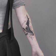 (Whale Arm) Temporary Tattoo, Realistic & Long-Lasting Herbal Temporary Tattoo, Waterproof & Scratch-Resistant, Lasts 7-15 Days - Black - View 1