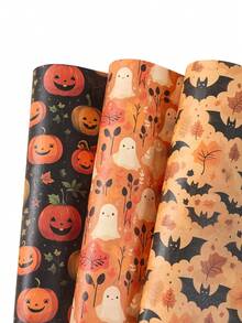 3/6 件万圣节礼品包装纸，70*50 厘米包装纸，带有南瓜、鬼魂、蝙蝠设计、包装纸、礼品包装、书籍包装、花束用品、鲜花包装纸、万圣节装饰、万圣节派对装饰、万圣节不给糖就捣蛋装饰、万圣节快乐装饰 - 萬聖節B款 - 查看 2