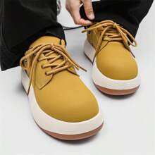 New Men's High-Top Lace-Up Waterproof Snow Boots, Trendy Streetwear Style, Thick Sole, Super Lightweight, Fashionable