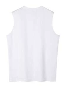 Plus Size Solid Color Crew Neck Sleeveless Casual Tank Top - White - View 2