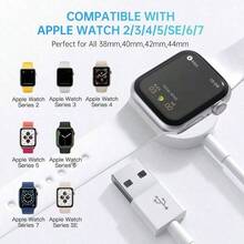 1 包 3.3 英尺/100 厘米 充电器，USB C 无线磁性便携式充电线，兼容 Ultra/Ultra2/Series 9/8/7/SE/6/5/4/3/2/1，高效充电线适用于办公室、宿舍和家庭无线充电器 - 白色 - 查看 4