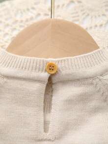 Baby Girl Raglan Sleeve Bodysuit With 3D Sheep Decor - Beige - View 3