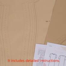 T-Shirt Dress Multiple Sizes Sewing Patterns,1:1 Scale Basic Women's Garment Sewing Patterns,Sewing Patterns For Beginners And Sewing Patterns,Apparel Making Templates,Handmade Garment Sewing Patterns - Brown - View 5