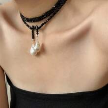 1 Dây chuyền dài đính cườm ngọc trai giả dài 100cm thời trang tối giản màu xanh lá cây, hoàn hảo cho thời trang bãi biển mùa hè và phụ kiện hàng ngày - dây chuyền dài đính hạt - Xem 9